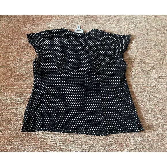 Talbots Woman's Polka Dot Pure Silk Ruffled Front Short Sleeve Size 14 Blouse - Picture 5 of 8